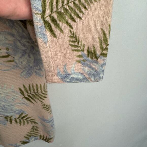 VTG Neiman Marcus Pink Floral 100% Cashmere Button Down Cardigan Women's Medium - Picture 4 of 7